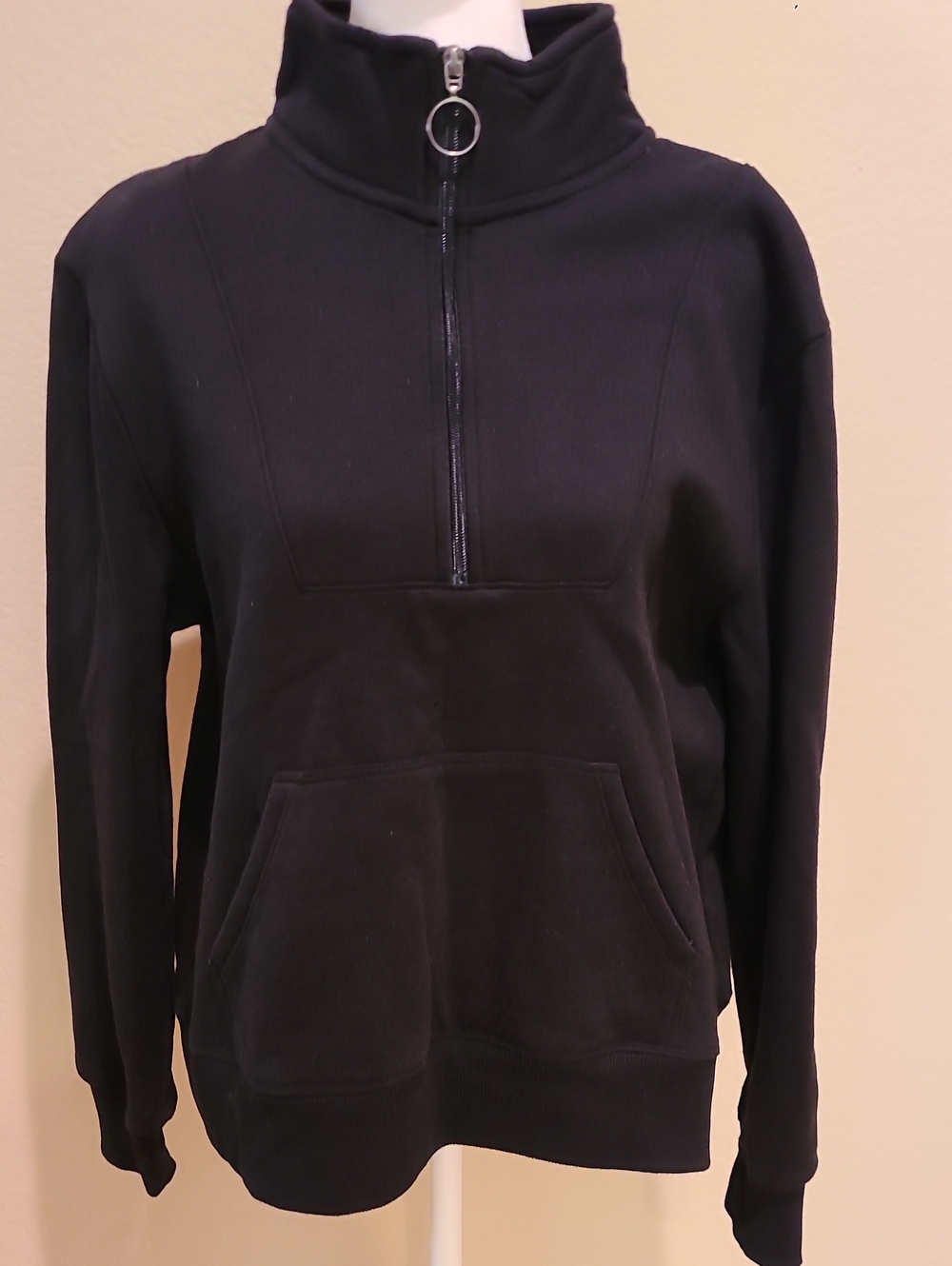 Black Half-Zip Funnel Neck Sweatshirt Size M